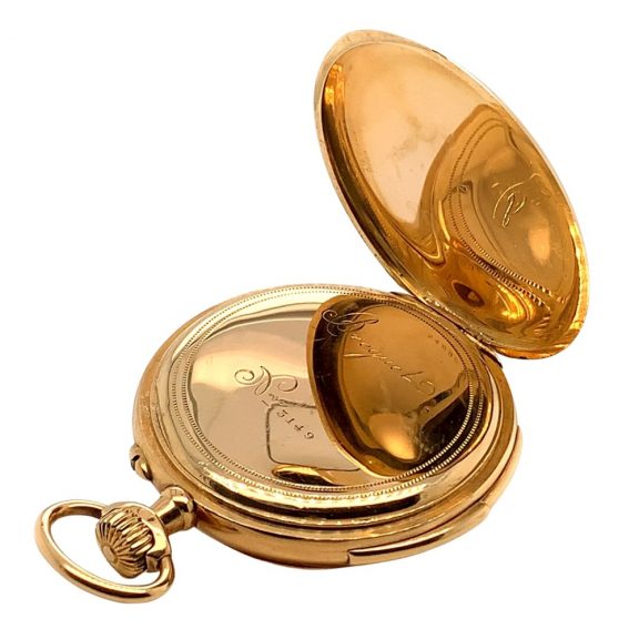 Swiss 18K gold minute repeating keyless pocket watch Circa 1900 Swiss 18K gold minute repeating keyless pocket watch Circa 1900
