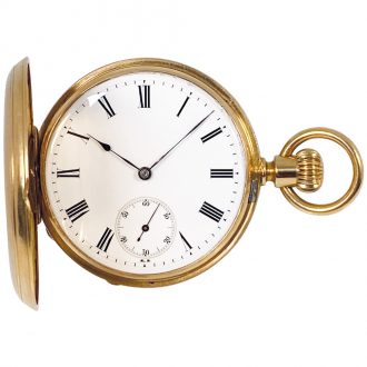 Swiss 18K gold hunting cased pocket watch Circa 1877