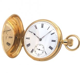 Swiss 18K gold hunting cased pocket watch Circa 1877