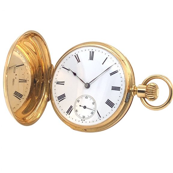 Swiss 18K gold hunting cased pocket watch Circa 1877 Swiss 18K gold hunting cased pocket watch Circa 1877