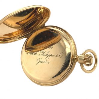 Swiss 18K gold hunting cased pocket watch Circa 1877