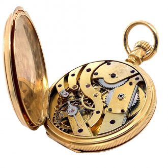 Swiss 18K gold hunting cased pocket watch Circa 1877