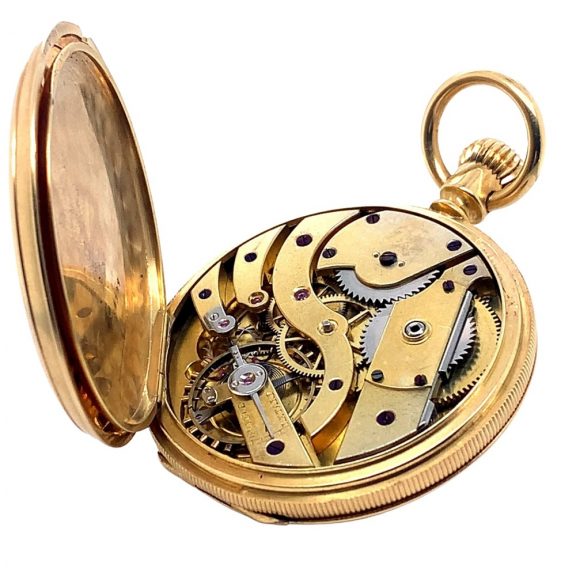 Swiss 18K gold hunting cased pocket watch Circa 1877 Swiss 18K gold hunting cased pocket watch Circa 1877