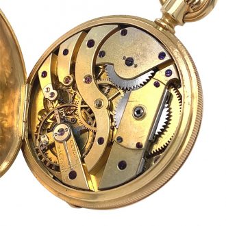 Swiss 18K gold hunting cased pocket watch Circa 1877