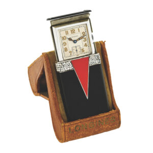 Swiss lacquered silver matchbox form purse watch Circa 1930