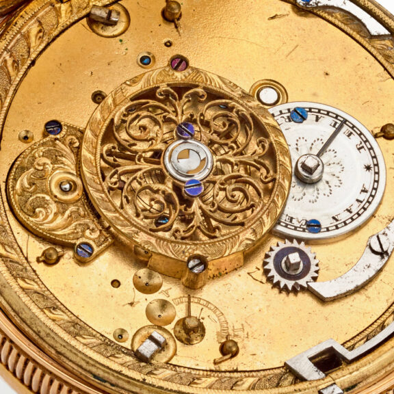 A French quarter repeating date verge in a gold case Circa 1810 A French quarter repeating date verge in a gold case Circa 1810