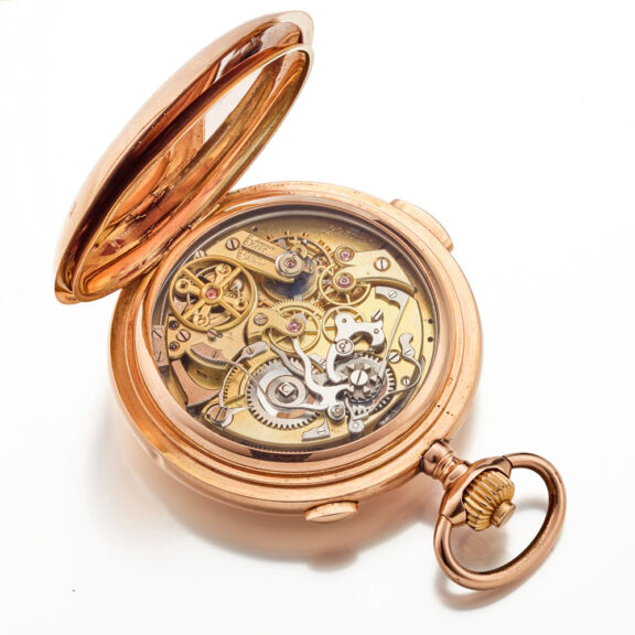 A Swiss 18K gold minute repeating chronograph Circa 1910 A Swiss 18K gold minute repeating chronograph Circa 1910