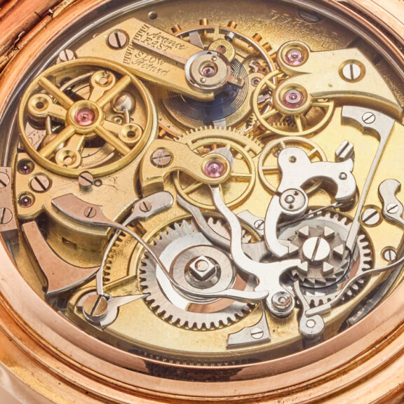 A Swiss 18K gold minute repeating chronograph Circa 1910 A Swiss 18K gold minute repeating chronograph Circa 1910