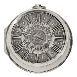 Heavy English silver double cased pocket watch Circa 1693