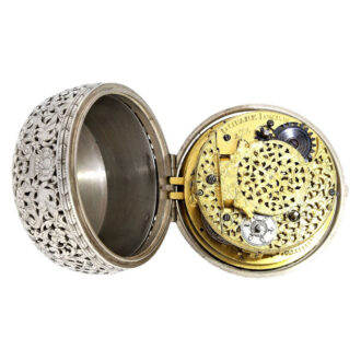 Heavy English silver double cased pocket watch Circa 1693