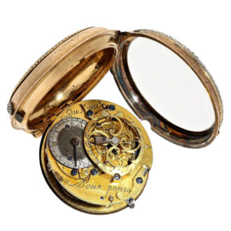 French gold, enamel watch with chatelaine and key Circa 1760