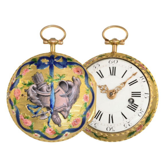 French gold and Rococo enamel verge watch Circa 1770