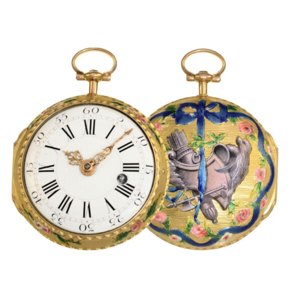 French gold and Rococo enamel verge watch Circa 1770 French gold and Rococo enamel verge watch Circa 1770