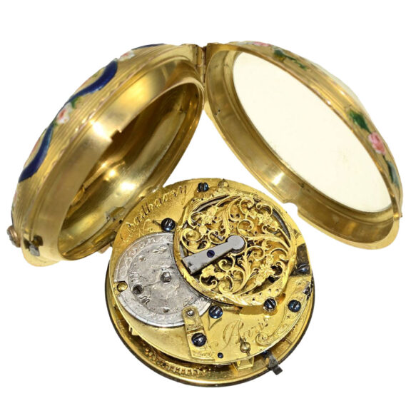 French gold and Rococo enamel verge watch Circa 1770 French gold and Rococo enamel verge watch Circa 1770