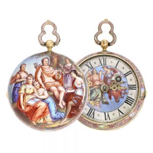 French miniature pendant watch with mythological scene Circa 1600