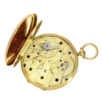 Flat Swiss 18K gold and enamel cylinder watch Circa 1835