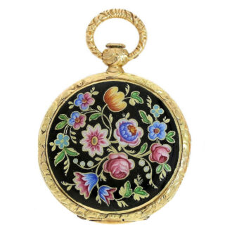 French gold miniature watch with decentralized dial Circa 1830 French gold miniature watch with decentralized dial Circa 1830