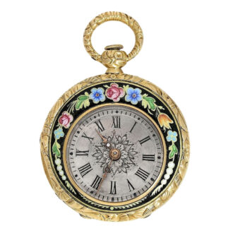 French gold miniature watch with decentralized dial Circa 1830 French gold miniature watch with decentralized dial Circa 1830