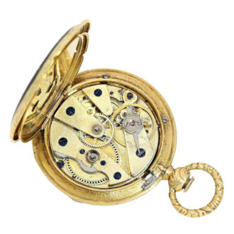 French gold miniature watch with decentralized dial Circa 1830 French gold miniature watch with decentralized dial Circa 1830
