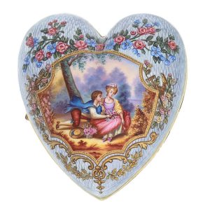 English gold and enamel hart shape form watch Circa 1920