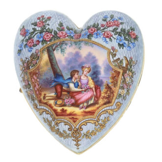 English gold and enamel hart shape form watch Circa 1920