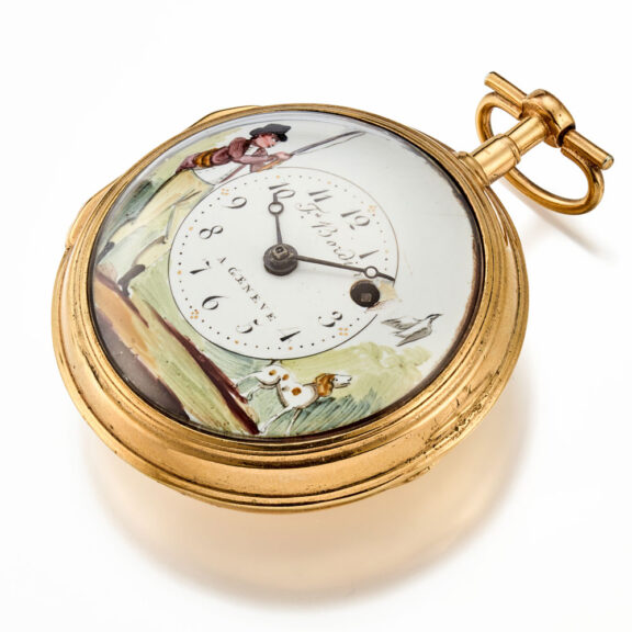 French gilt metal verge with an erotic enamel scene Circa 1770 French gilt metal verge with an erotic enamel scene Circa 1770