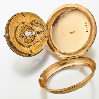 French gilt metal verge with an erotic enamel scene Circa 1770
