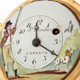 French gilt metal verge with an erotic enamel scene Circa 1770
