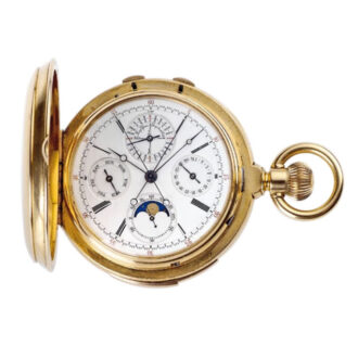French gold repeater with calender, moon phase and chronograph Circa 1890