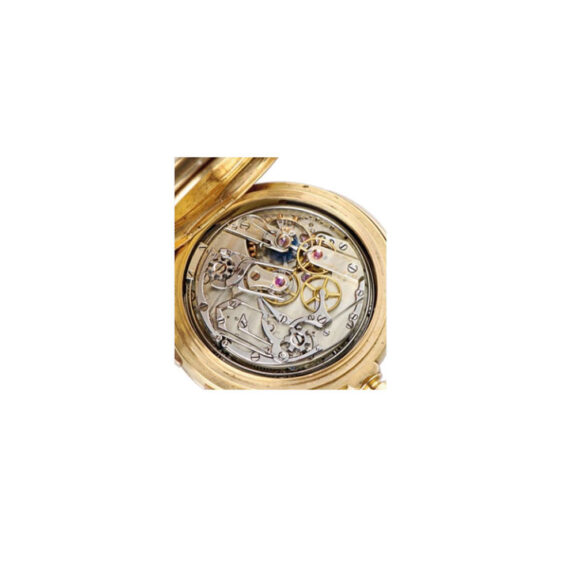 French gold repeater with calender, moon phase and chronograph Circa 1890 French gold repeater with calender, moon phase and chronograph Circa 1890