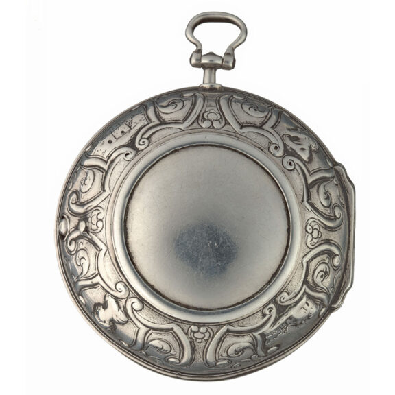 A Dutch verge with date and silver champleve dial Circa 1720 A Dutch verge with date and silver champleve dial Circa 1720