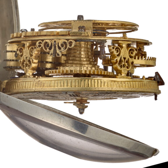 A Dutch verge with date and silver champleve dial Circa 1720 A Dutch verge with date and silver champleve dial Circa 1720