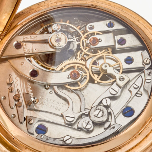 A Swiss 18 carat quarter repeating chronograph Circa 1890 A Swiss 18 carat quarter repeating chronograph Circa 1890