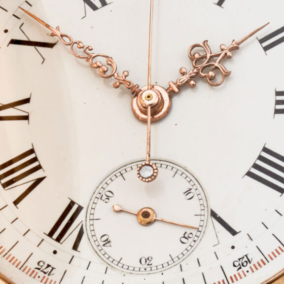 A Swiss 18 carat quarter repeating chronograph Circa 1890 A Swiss 18 carat quarter repeating chronograph Circa 1890