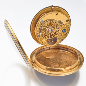 A French verge watch in a gold and enamel case Circa 1785