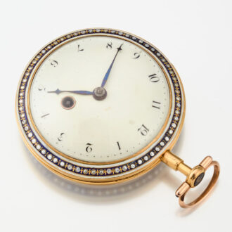 A French verge watch in a gold and enamel case Circa 1785