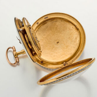 A French verge watch in a gold and enamel case Circa 1785