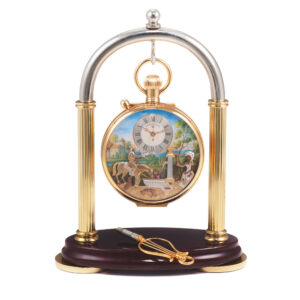 Swiss gold-plated musical keyless lever pocket watch Circa 1990