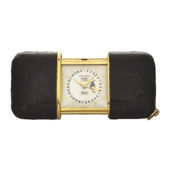 Swiss purse watch with triple calendar and moon phases Circa 1950