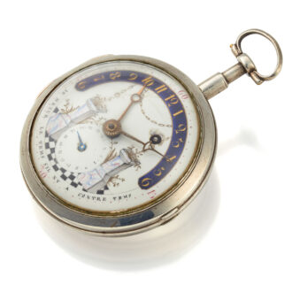 A very unusual verge with date in a silver case Circa 1790 A very unusual verge with date in a silver case Circa 1790