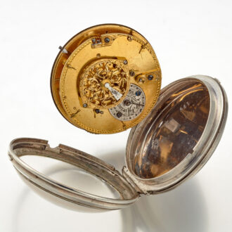 A very unusual verge with date in a silver case Circa 1790 A very unusual verge with date in a silver case Circa 1790