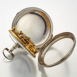 A very unusual verge with date in a silver case Circa 1790 A very unusual verge with date in a silver case Circa 1790