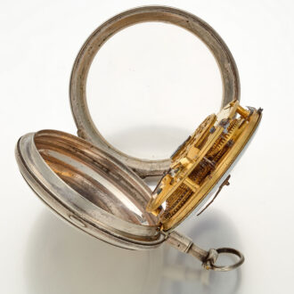 A very unusual verge with date in a silver case Circa 1790 A very unusual verge with date in a silver case Circa 1790