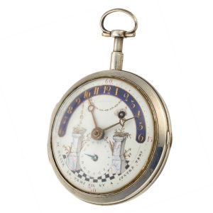 A very unusual verge with date in a silver case Circa 1790