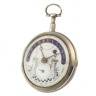A very unusual verge with date in a silver case Circa 1790 A very unusual verge with date in a silver case Circa 1790