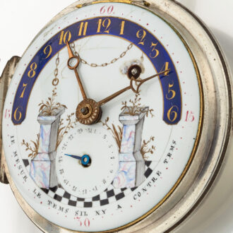A very unusual verge with date in a silver case Circa 1790 A very unusual verge with date in a silver case Circa 1790