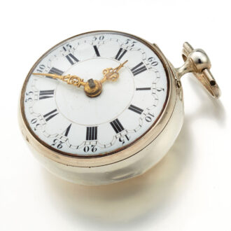 A Dutch verge watch in a silver repousse cast case Circa 1730