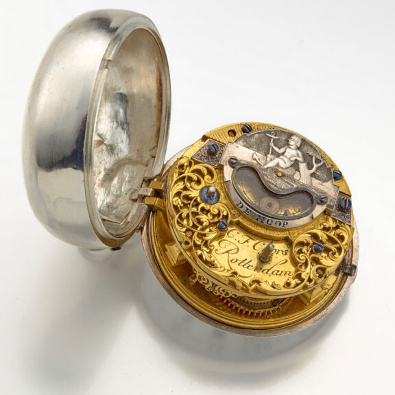 A Dutch verge watch in a silver repousse cast case Circa 1730 A Dutch verge watch in a silver repousse cast case Circa 1730