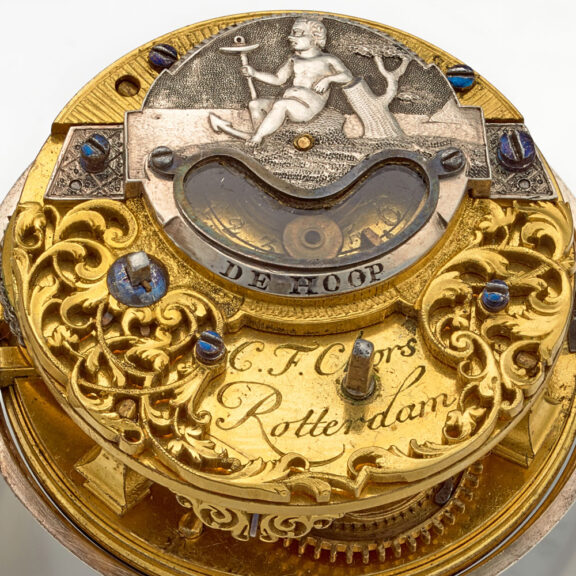 A Dutch verge watch in a silver repousse cast case Circa 1730 A Dutch verge watch in a silver repousse cast case Circa 1730