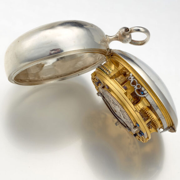 138l A Dutch verge watch in a silver repousse cast case Circa 1730